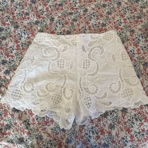 H&M White High Waist Lace Shorts